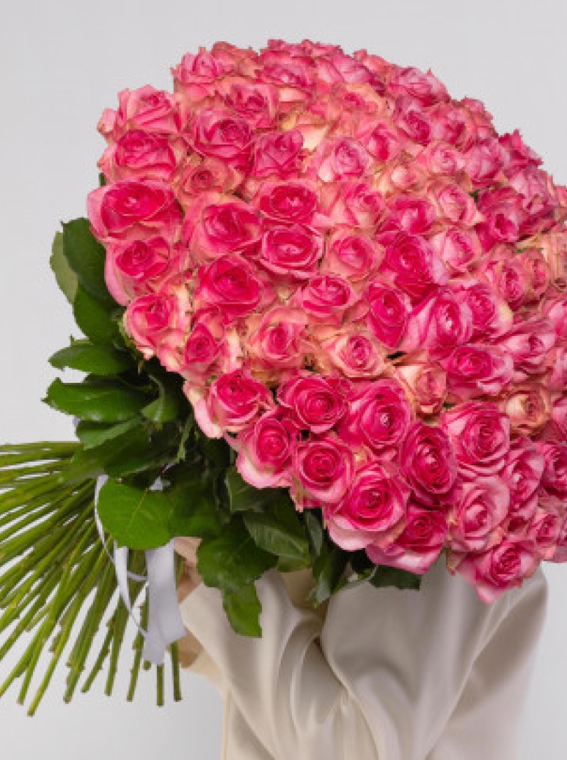 101 Trandafiri roz olandezi90 cm